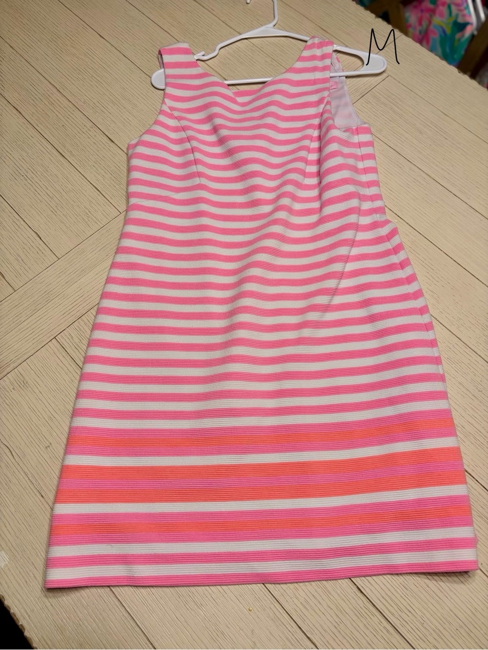 Lilly Pulitzer Pink, White and Coral Striped Sleeveless Shift Dress